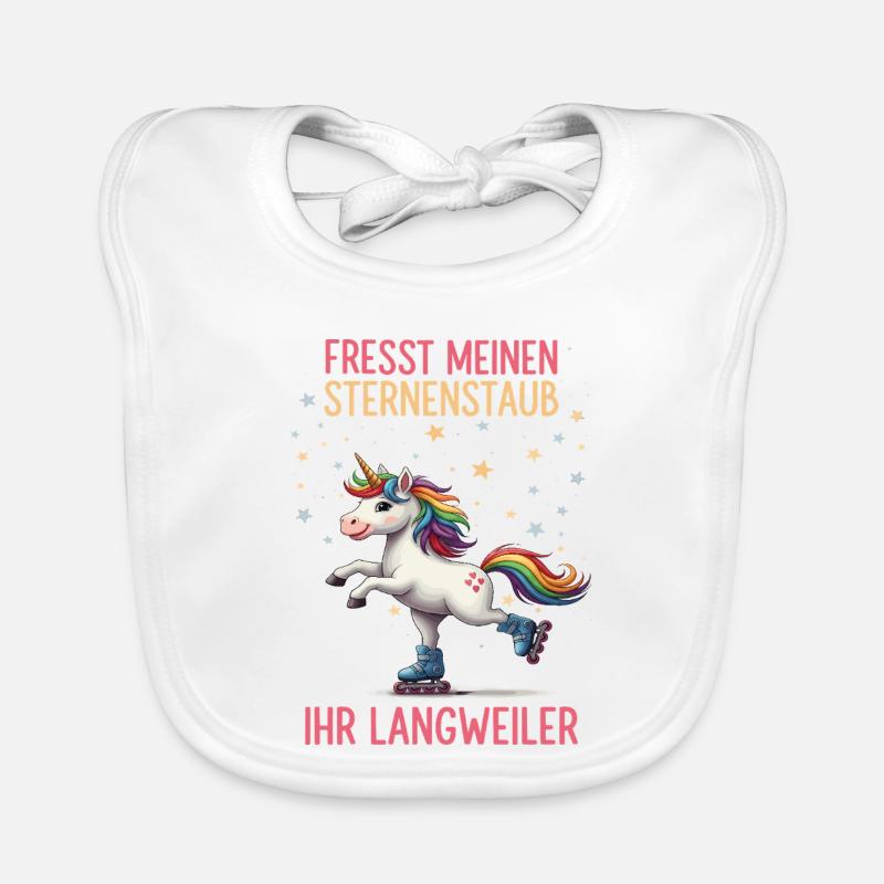 Rollschuh Einhorn - Baby Bio-Lätzchen - Weiß