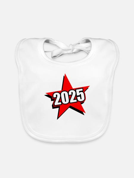 2025 Star - Organic Baby Bibs - white - Front