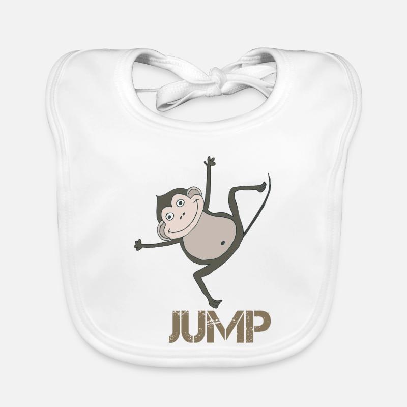 Playful monkey with jumping motif Organic Baby Bibs