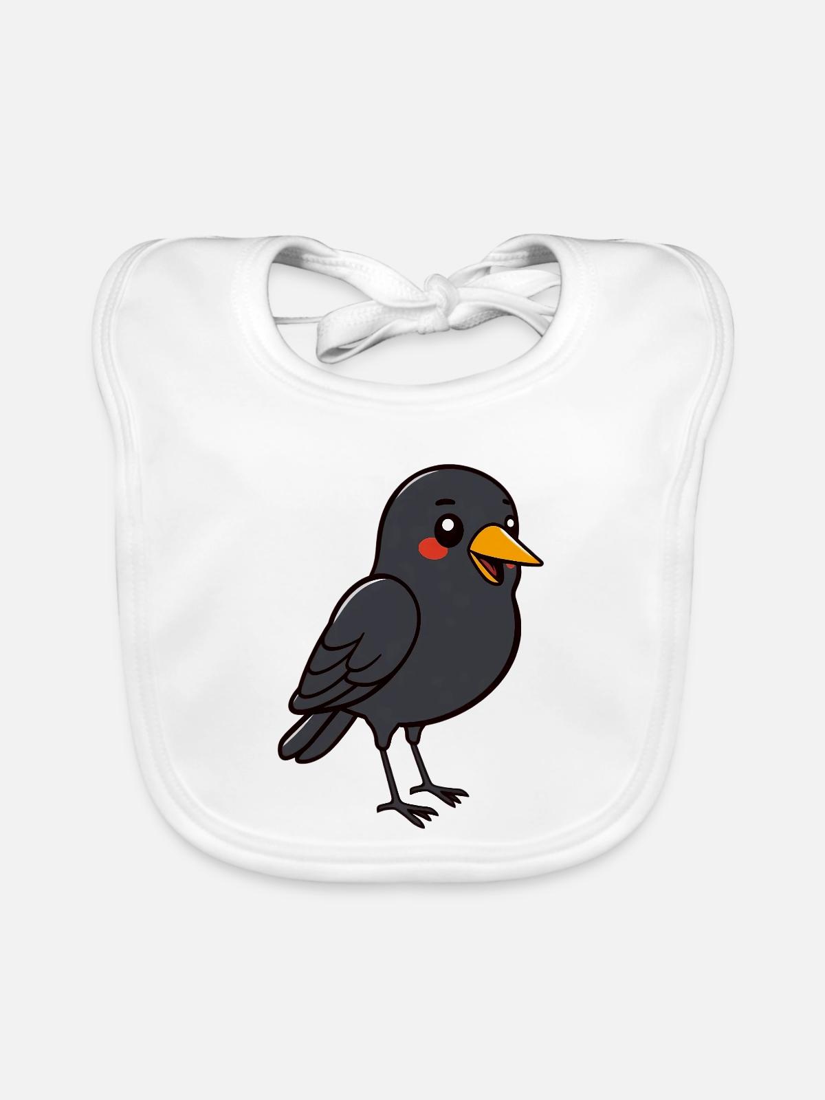 Amsel Vogel - Baby Bio-Lätzchen - Weiß - Vorne