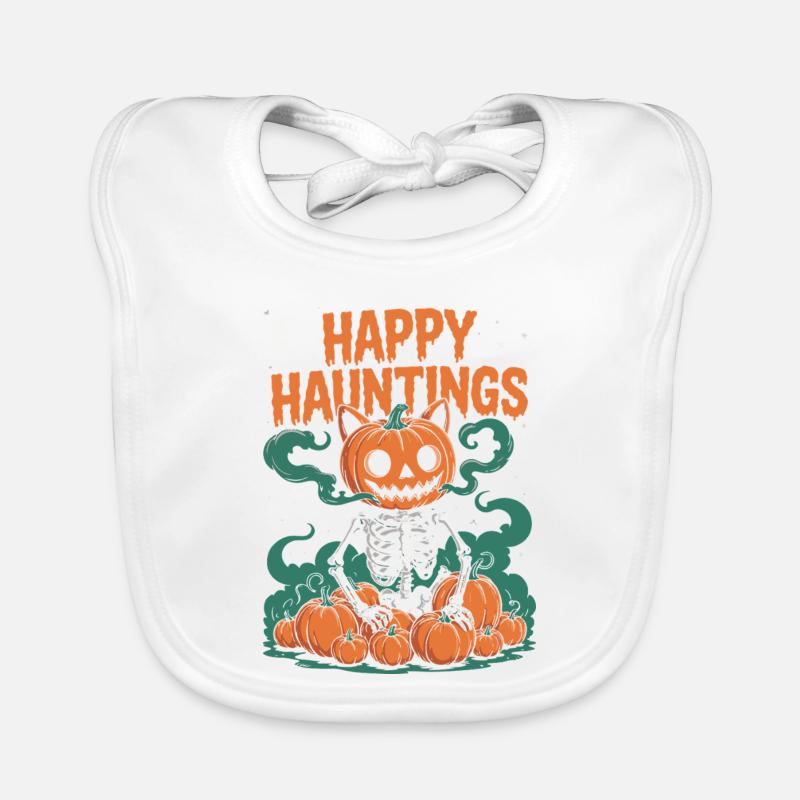 Spooky Jack-o'-Lantern Skeleton Halloween Design Organic Baby Bibs