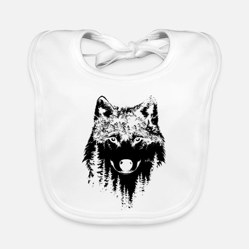 Silhouette de forêt de loups Bavoir bio Bébé