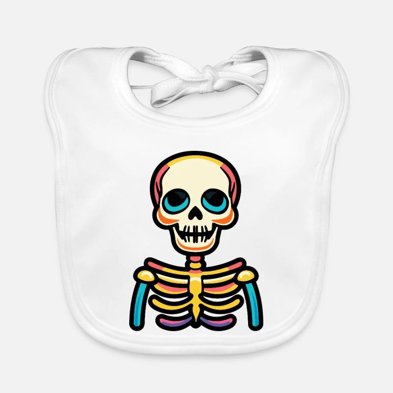 Squelette Halloween Bande Dessinée - Bavoir bio Bébé - blanc