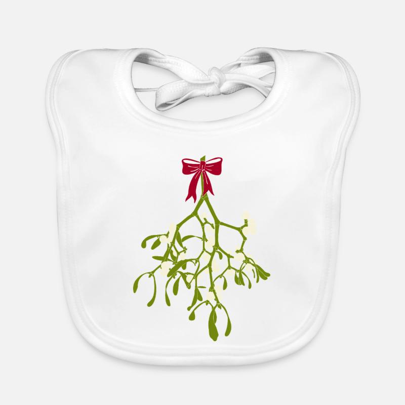 Gui avec ruban rouge - Décoration de Noël Bavoir bio Bébé
