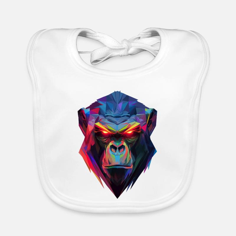 Geometric Neon Gorilla Organic Baby Bibs