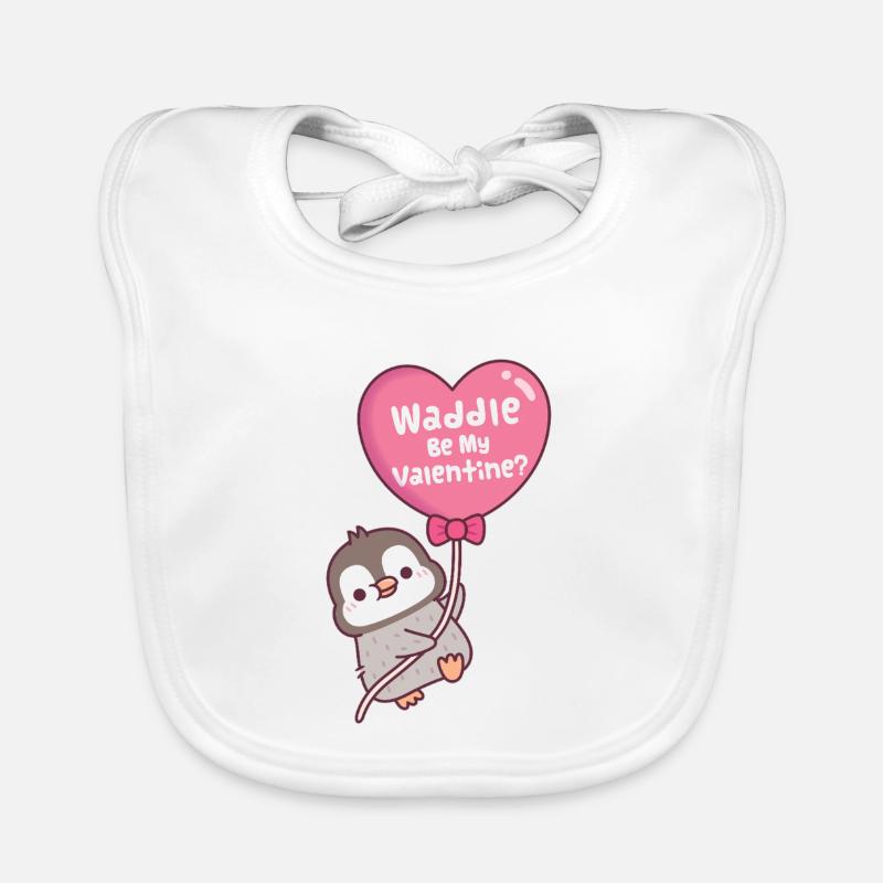 Ballon en forme de cœur de pingouin mignon, dandine sois ma Saint-Valentin Bavoir bio Bébé
