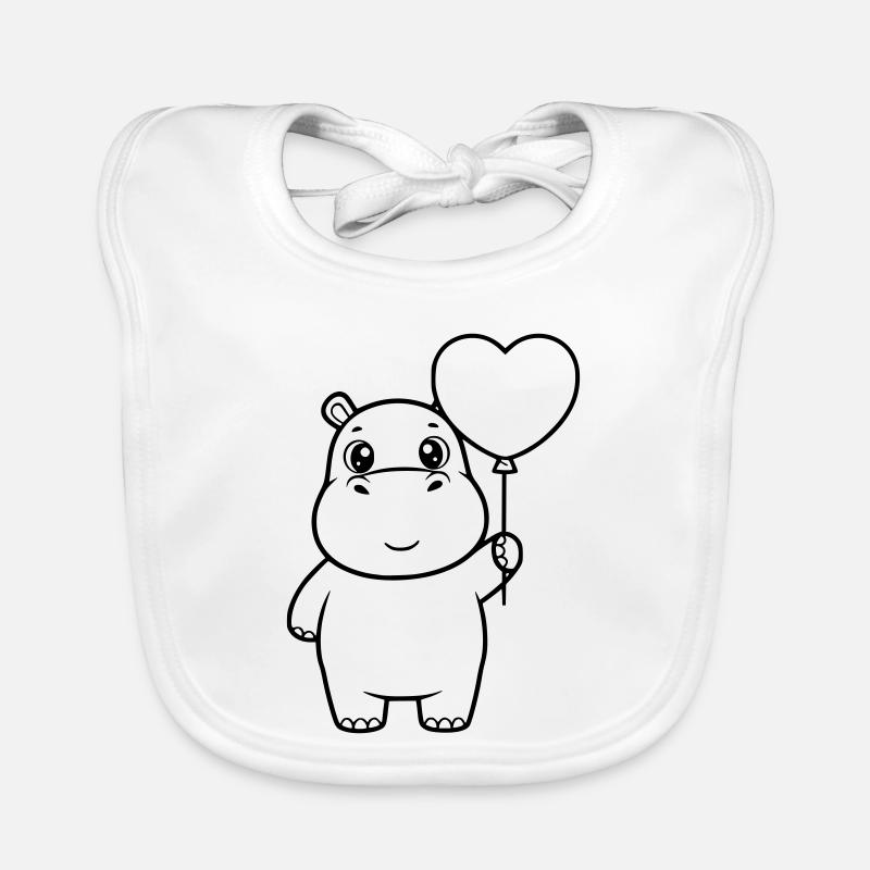 Silhouette en forme de ballon en forme de cœur d’hippopotame mignonne Bavoir bio Bébé
