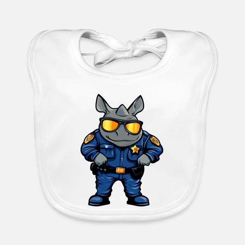 Nashörner Polizei / Polizist Nashorn Baby Bio-Lätzchen