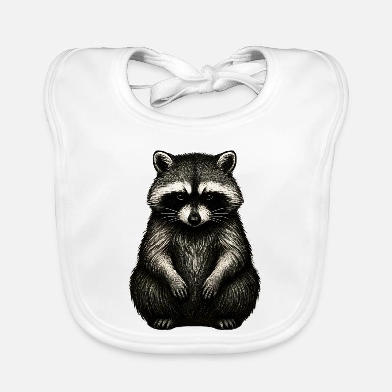 Monochrom Waschbär Print Baby Bio-Lätzchen