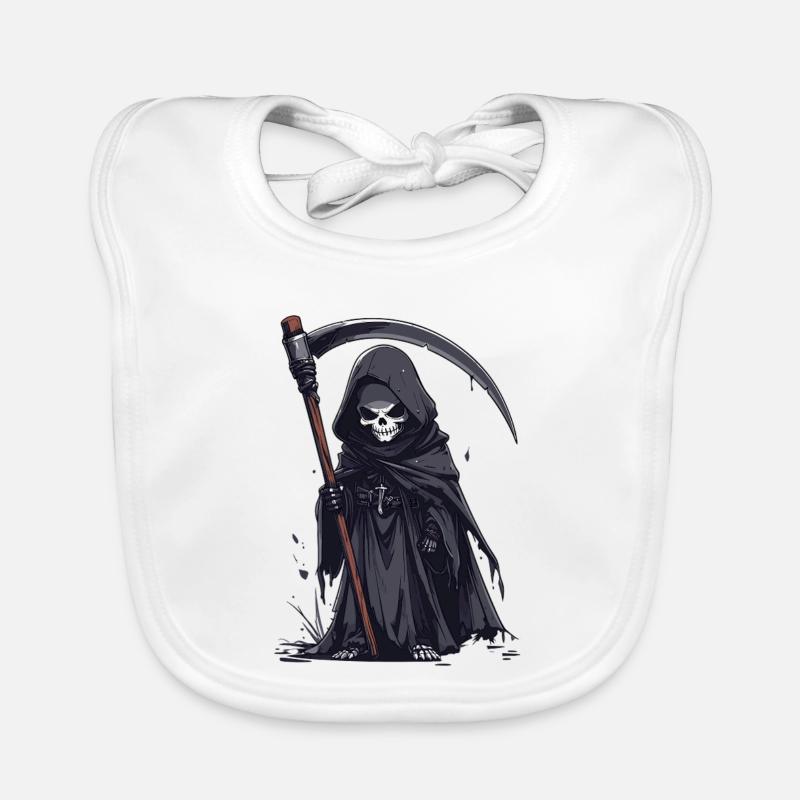 Grim Reaper in black robe Organic Baby Bibs