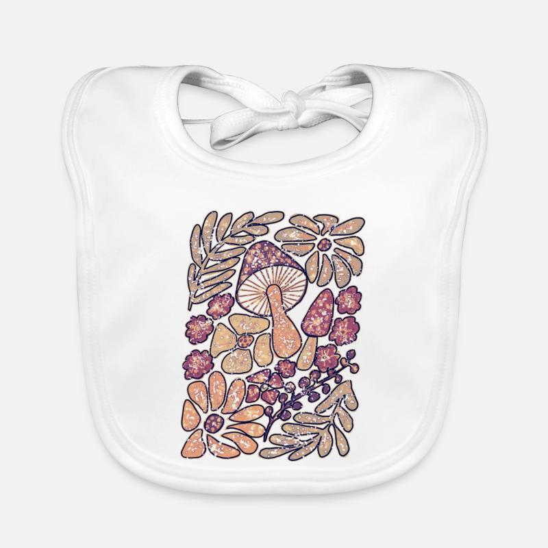 Flore de champignons en rose mystique Bavoir bio Bébé