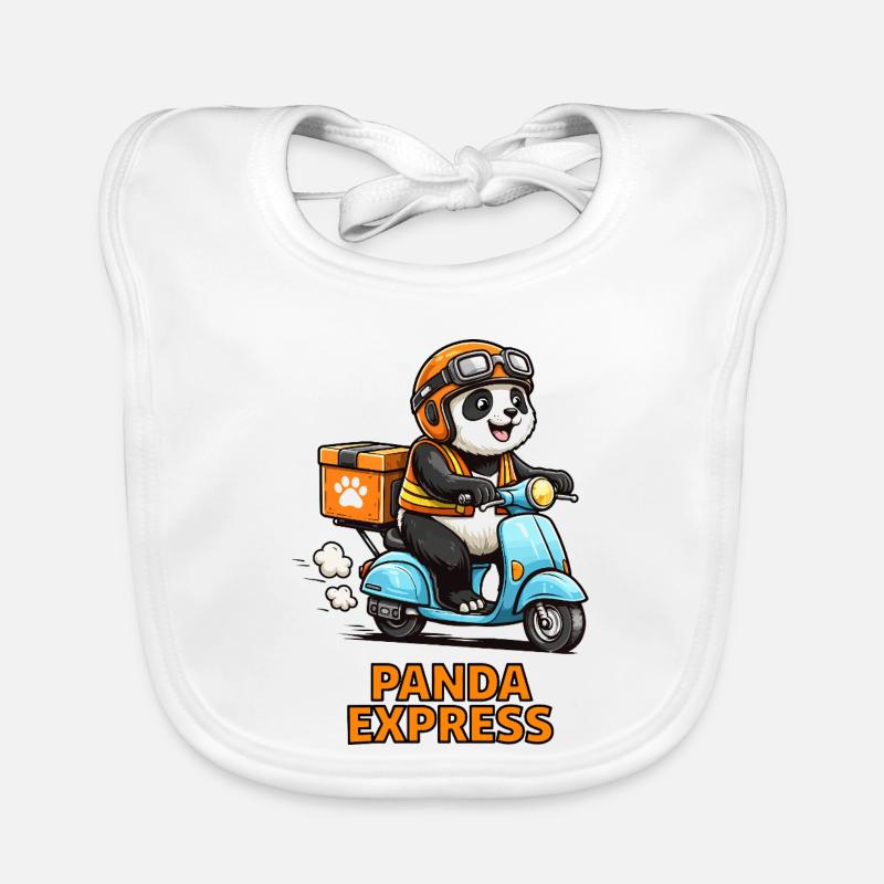 Panda Delivery Scooter Organic Baby Bibs