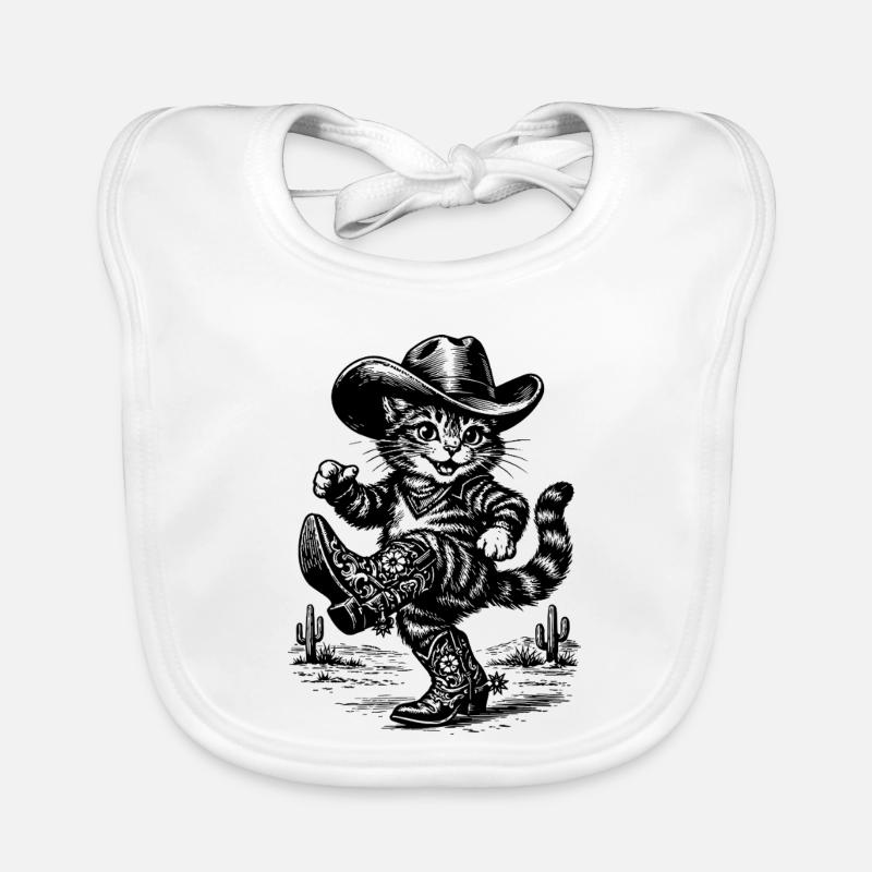 Cow-boy chat dans le désert Bavoir bio Bébé