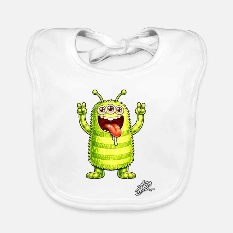 Monstre fluo trois yeux joyeux Bavoir bio Bébé