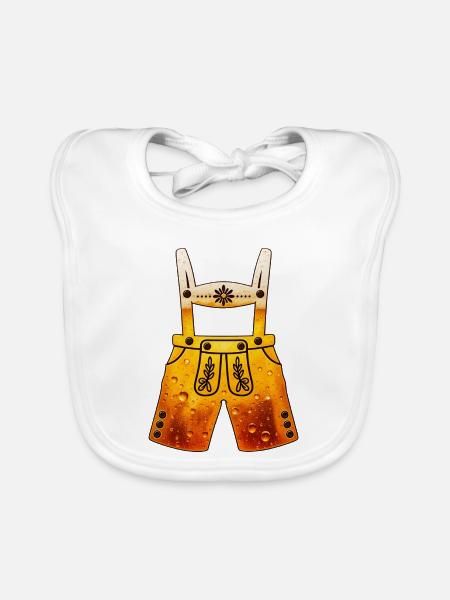 Lederhosen gefüllt mit Bier - Baby Bio-Lätzchen - Weiß - Vorne