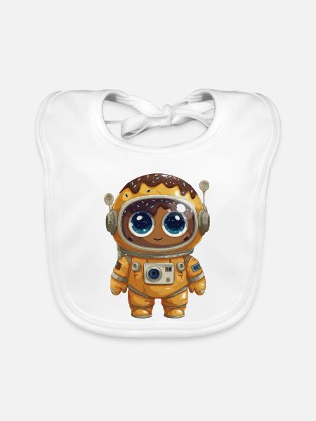 Donut-Astronaut Abenteuerkunst - Baby Bio-Lätzchen - Weiß - Vorne