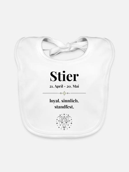 Stier Sternzeichen Eigenschaften - Baby Bio-Lätzchen - Weiß - Vorne