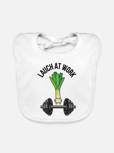 Lauch At Work – Lustiges Fitness & Gym Design - Baby Bio-Lätzchen - Weiß - Vorne