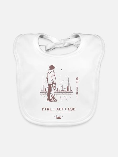 Ctrl Alt Esc: Retro City Walk - Baby Bio-Lätzchen - Weiß - Vorne