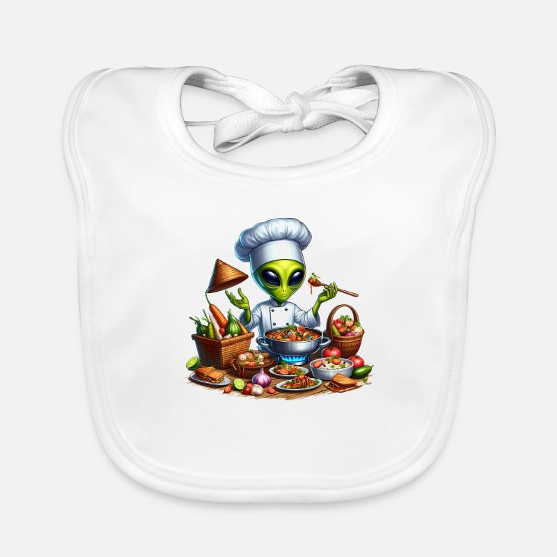Alien am Kochen Baby Bio-Lätzchen