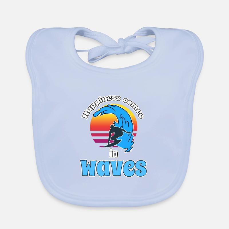 Happiness comes in Waves - Surffer Soleil Océan Bavoir bio Bébé
