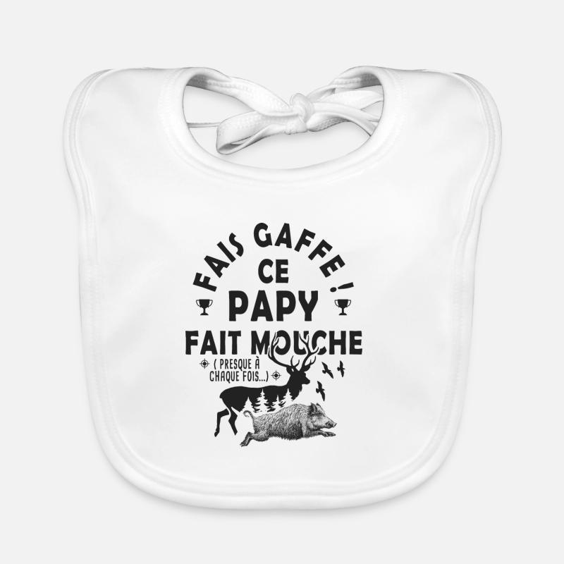 Chasse chasser papy fais mouche papi chasseur Bavoir bio Bébé