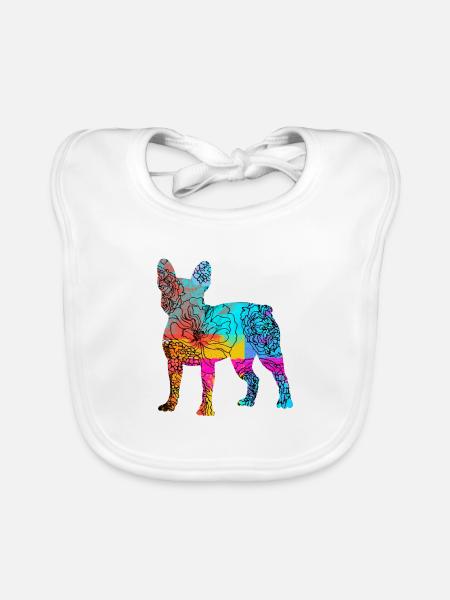 Bouledogue Français Fleurs De Chien - Bavoir bio Bébé - blanc - Devant