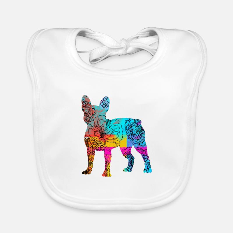 French Bulldog Dog Flowers Organic Baby Bibs