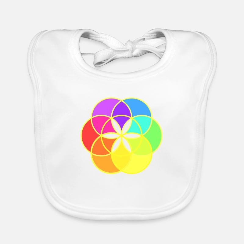 Graine de vie multicolore Omraam - Bavoir bio Bébé - blanc
