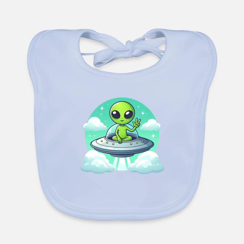 Alien Shows Peace Organic Baby Bibs