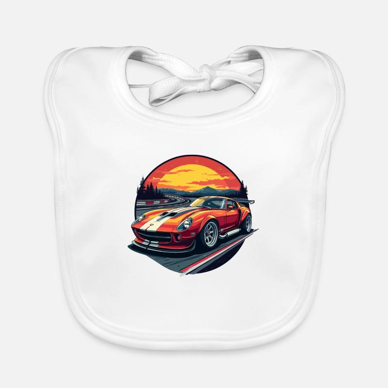 Automobile: auto sportiva in stile vintage Bavaglino ecologico per neonato