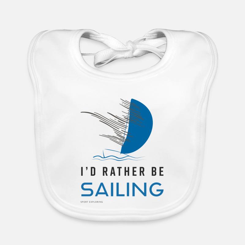 I`D RATHER BE SAILING - Sailing T-Shirt - Light Blue Organic Baby Bibs