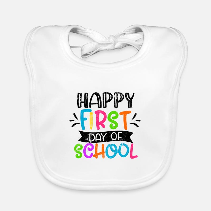 FRÖHLICH ERSTER SCHULTAG SCHULE EINSCHULUNG SPRUCH Baby Bio-Lätzchen