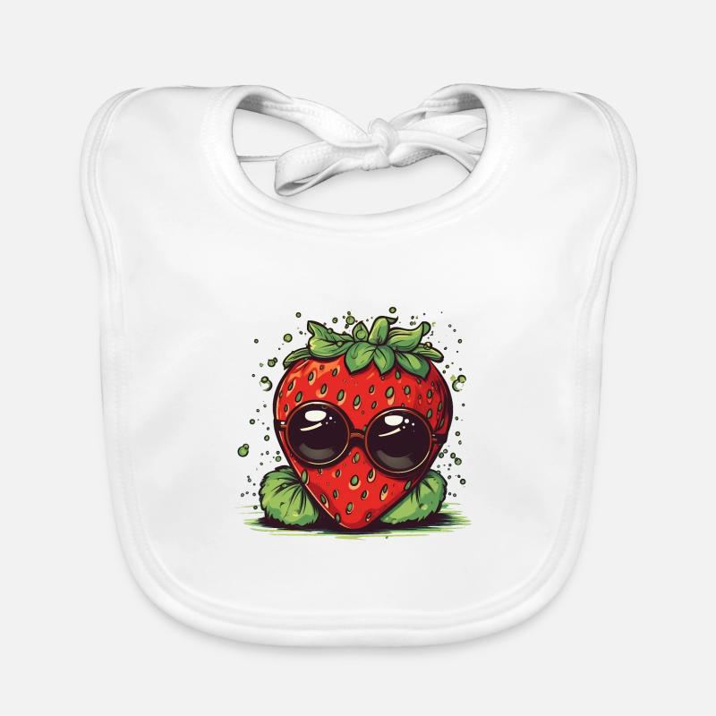 Fraise de dessin animé cool avec des lunettes de soleil Bavoir bio Bébé