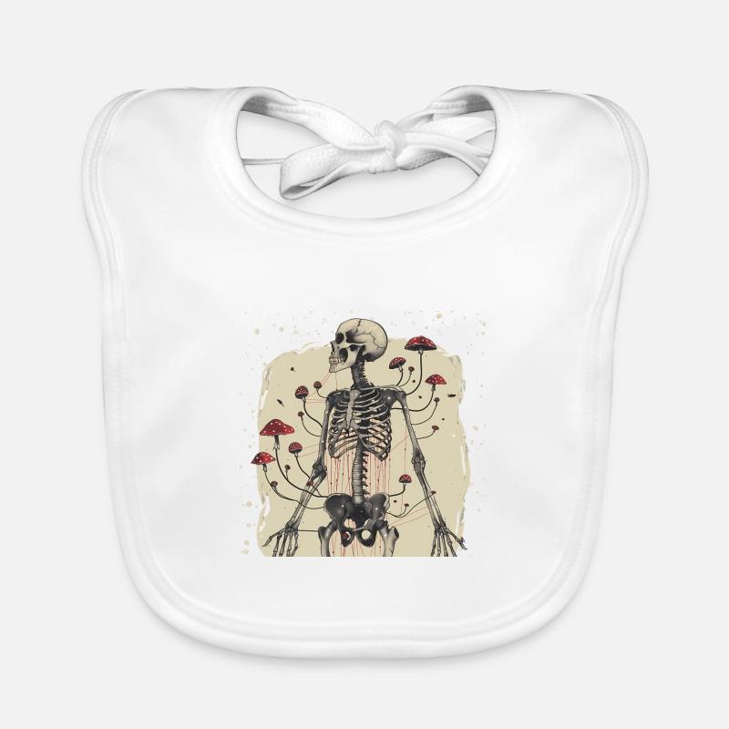 Morbid Horror Toadstool Skeleton Organic Baby Bibs
