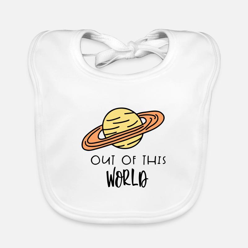 SATURN OUT WORLD AWAY EARTH PLANET PLANETS MOTIF Organic Baby Bibs