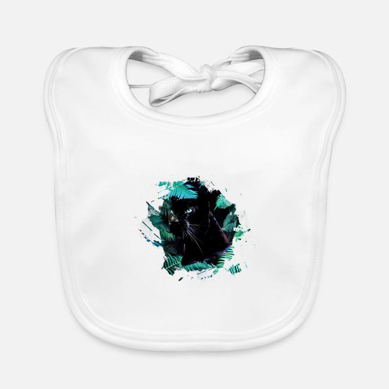 panthère, guépard, léopard, noir, vert, jungle Bavoir bio Bébé