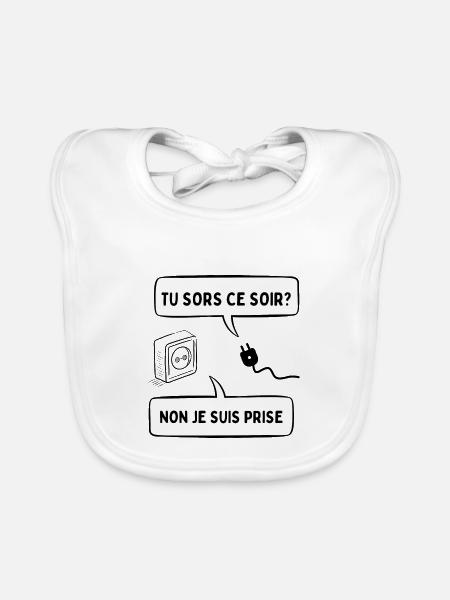 tu sors ce soir - Bavoir bio Bébé - blanc - Devant