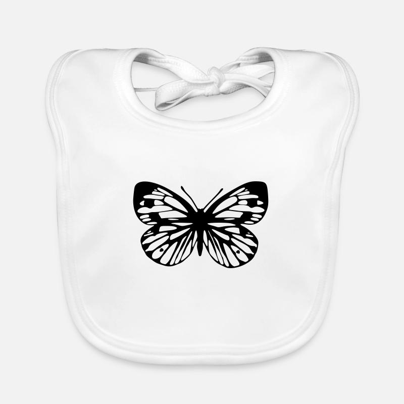 Papillon blanc veiné de vert Bavoir bio Bébé