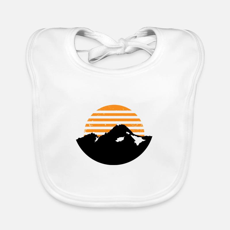 Mountains Sun Retro Gift idea for climbers Organic Baby Bibs