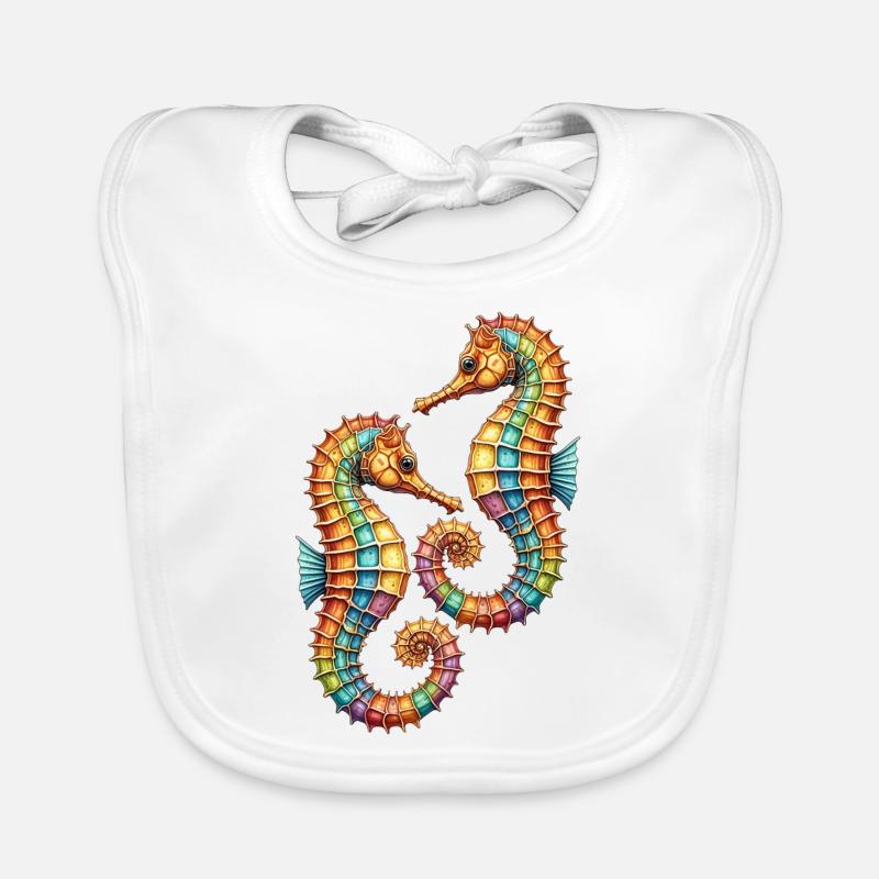 Zwei hübsche dekorative Seepferdchen Baby Bio-Lätzchen