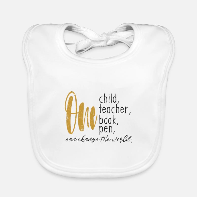 KIND LEHRER BUCH STIFT DIE WELT VERÄNDERN GESCHENK Baby Bio-Lätzchen