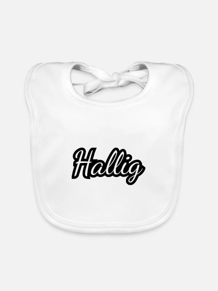 Hallig - Textdesign mit Stadtnamen - Baby Bio-Lätzchen - Weiß