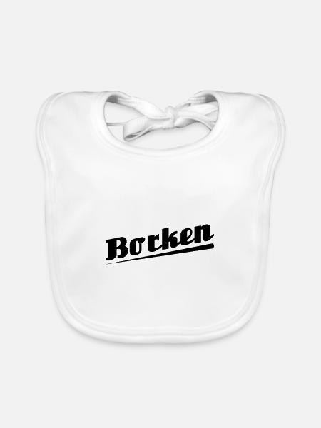 Borken - Textdesign mit Stadtnamen - Baby Bio-Lätzchen - Weiß - Vorne