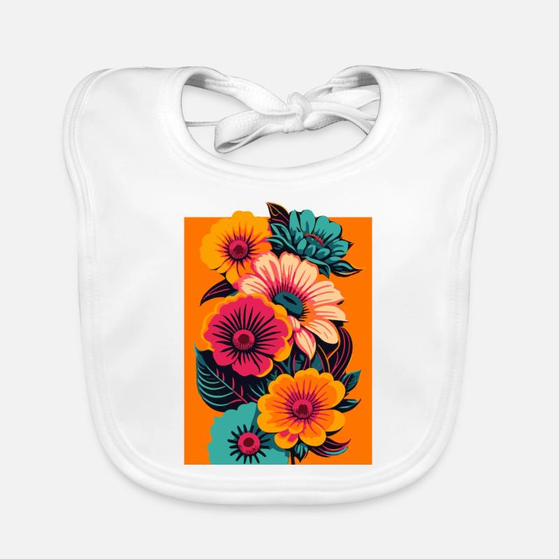 Vibrant Blooms Tee - Design floral abstrait Bavoir bio Bébé
