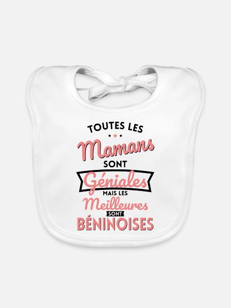 Mamans géniales les meilleures sont Béninoises - Bavoir bio Bébé - blanc - Devant