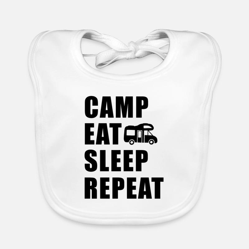 Camp Eat Sleep Repeat Wohnmobil in schwarz Baby Bio-Lätzchen