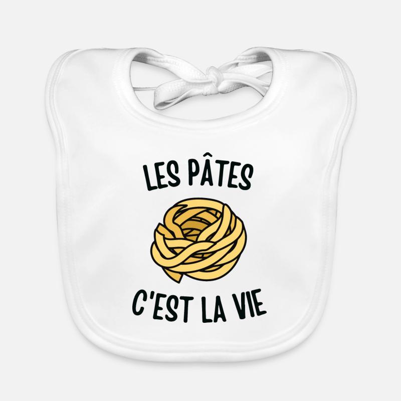 Les pâtes c'est la vie - Bavoir bio Bébé - blanc