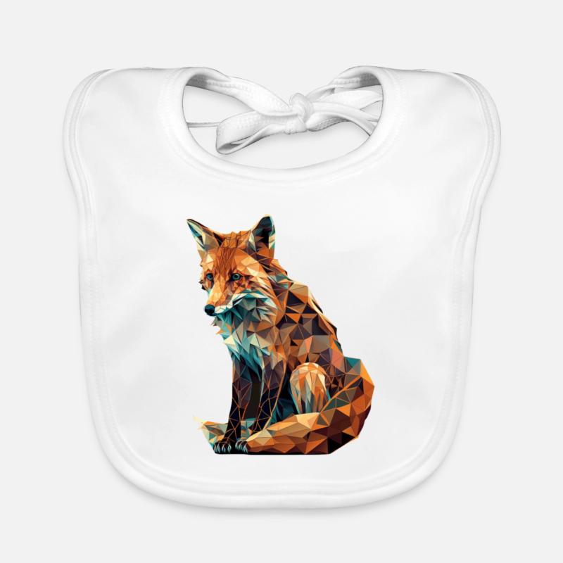 Renard de forme géométrique - Bavoir bio Bébé - blanc