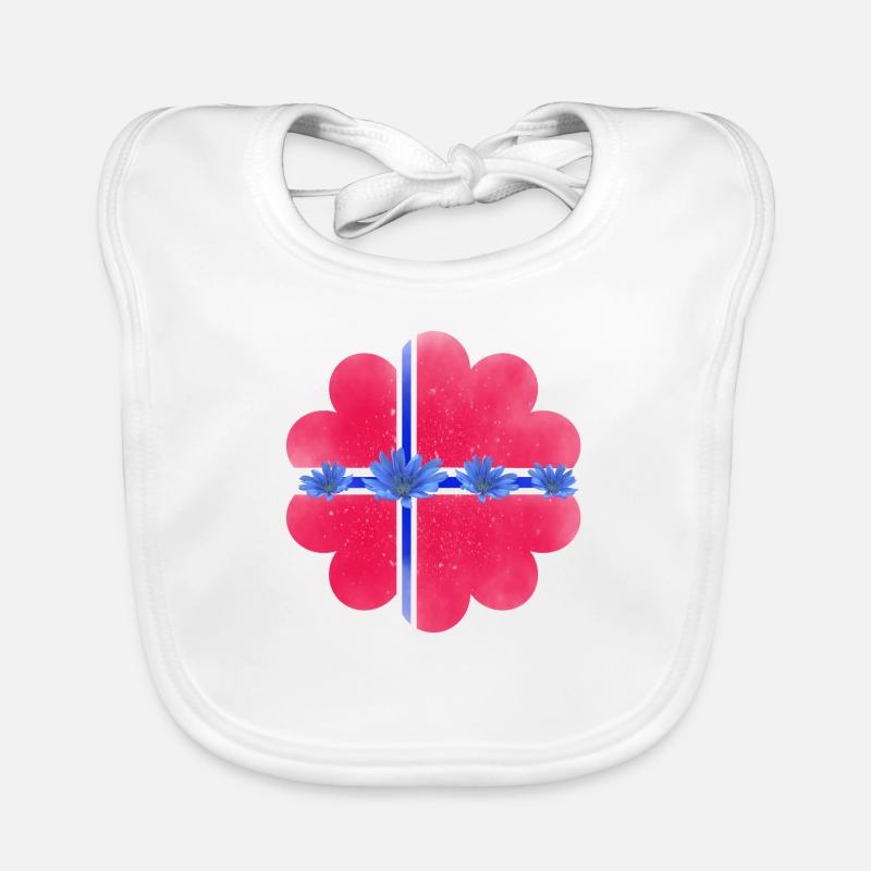 Norvège Fleurs Norvège Drapeau de la Norvège Chicorée Bavoir bio Bébé